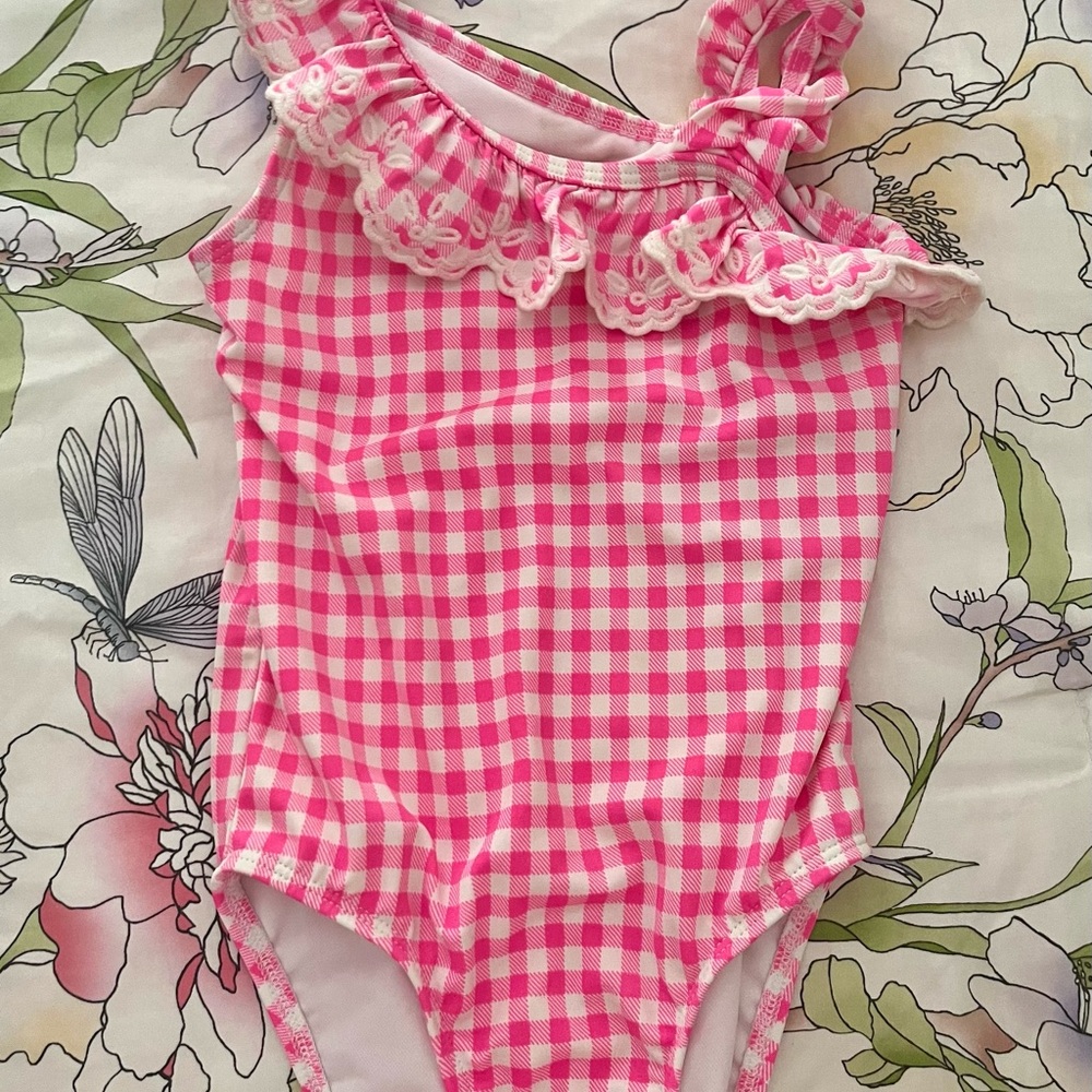Gymboree Pink Gingham Ruffle Kids Swim One Piece